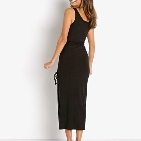 L*SPACE - Sandpiper Ribbed Midi Dress - BLACK - LARGE - Picture 3 of 7